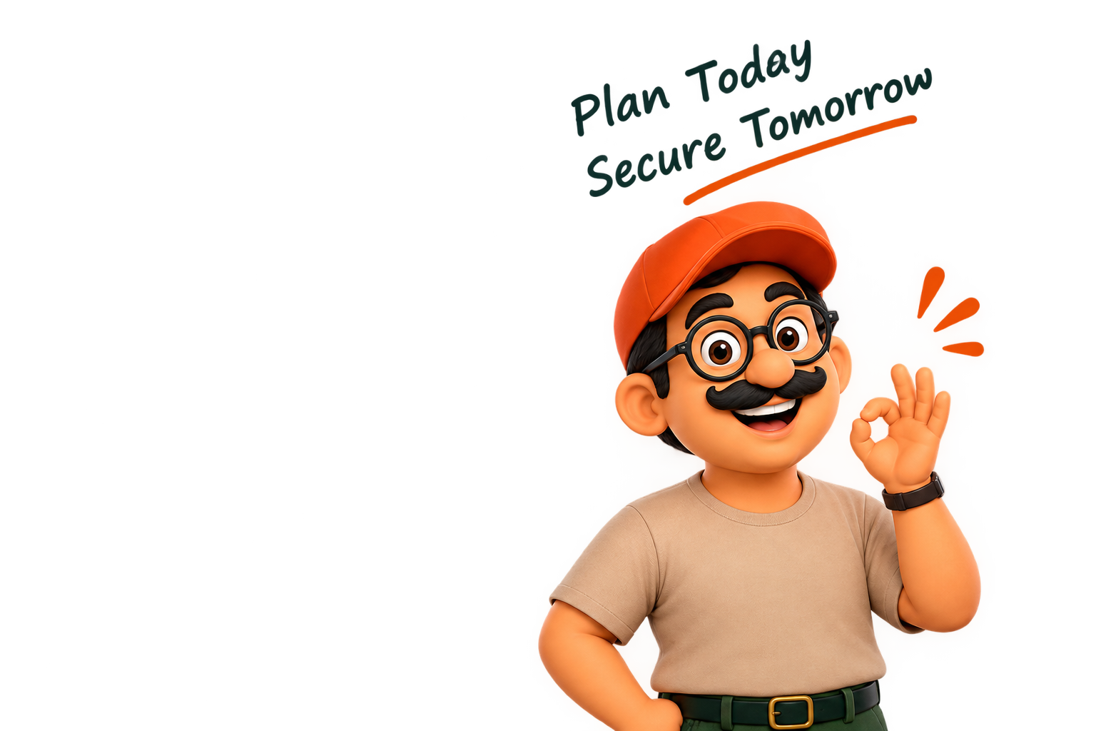 Hanu saying Plan Today Secure Tomorrow with an OK gesture