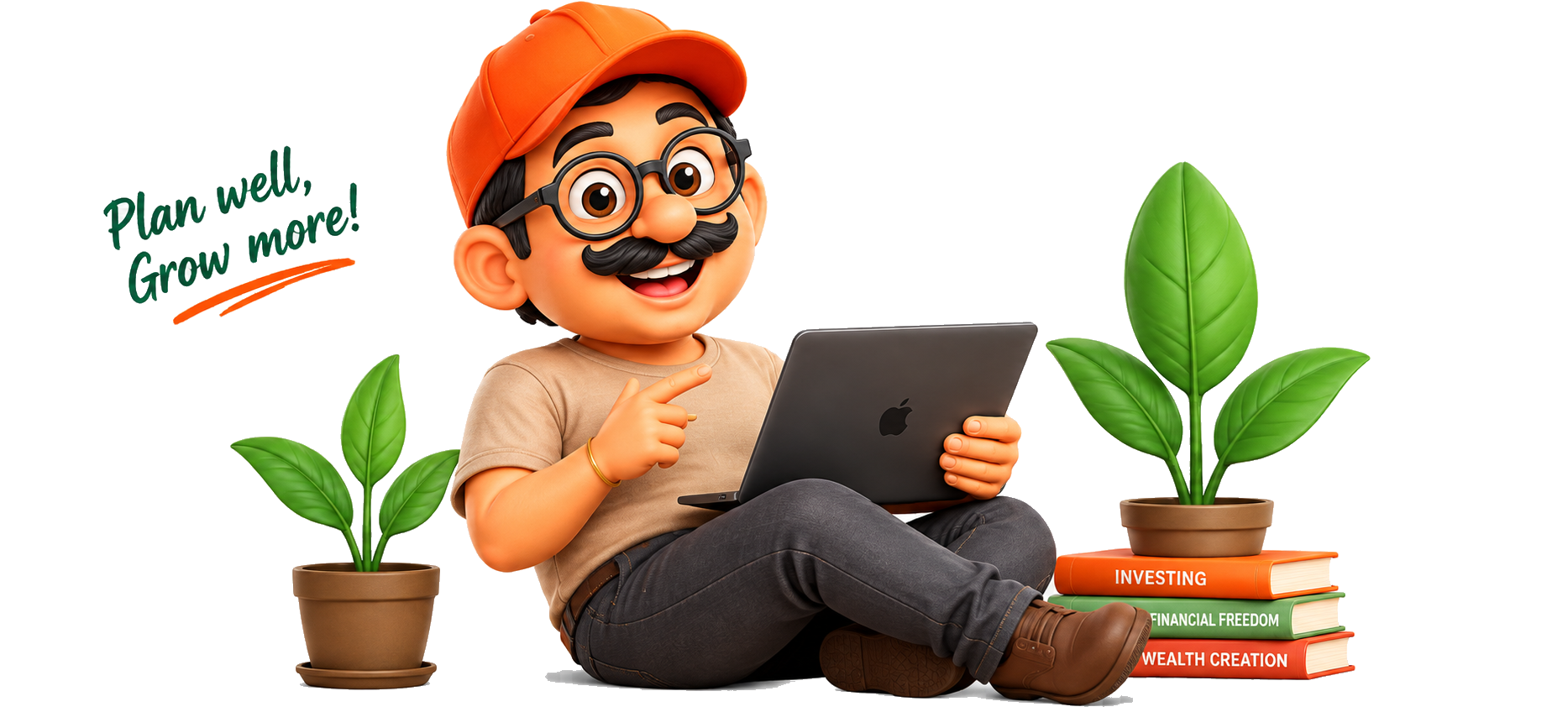 Hanu planning investments on a laptop