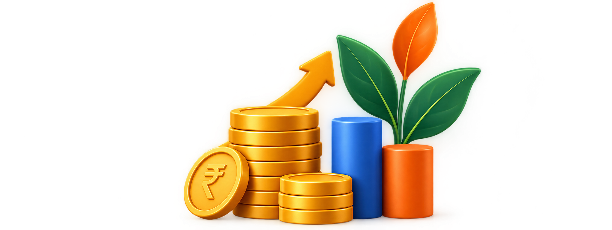 Growing investment with coins and plant